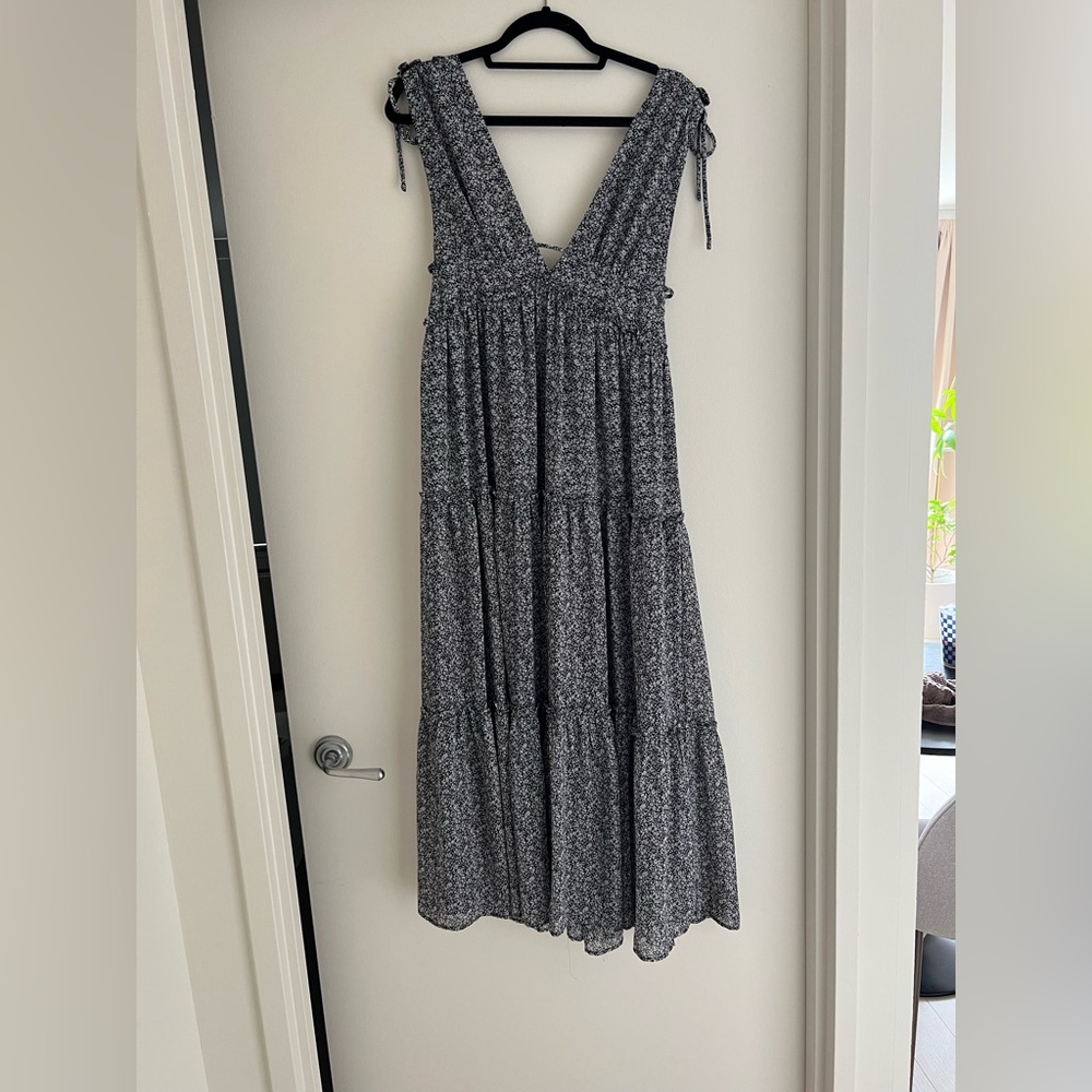 Floral Maxi Dress with Cinching and Tie Detail